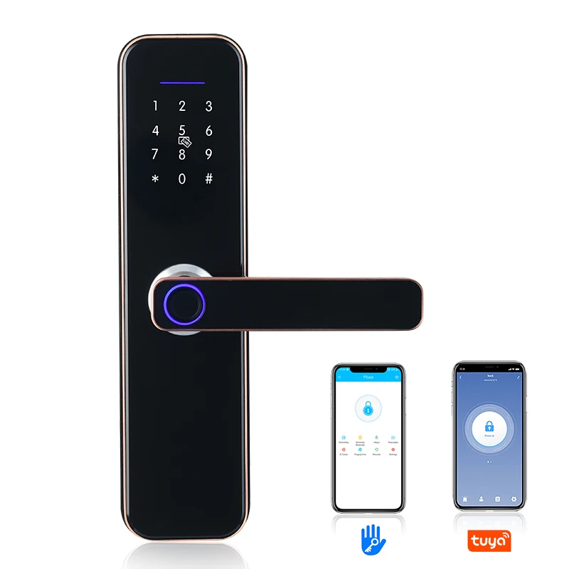 XIMI-Bloqueio Tuya Fingerprint Door Lock, Tuya APP, Smart Biometric e RFID Code Lock, TT Lock, New Arrival, 2021