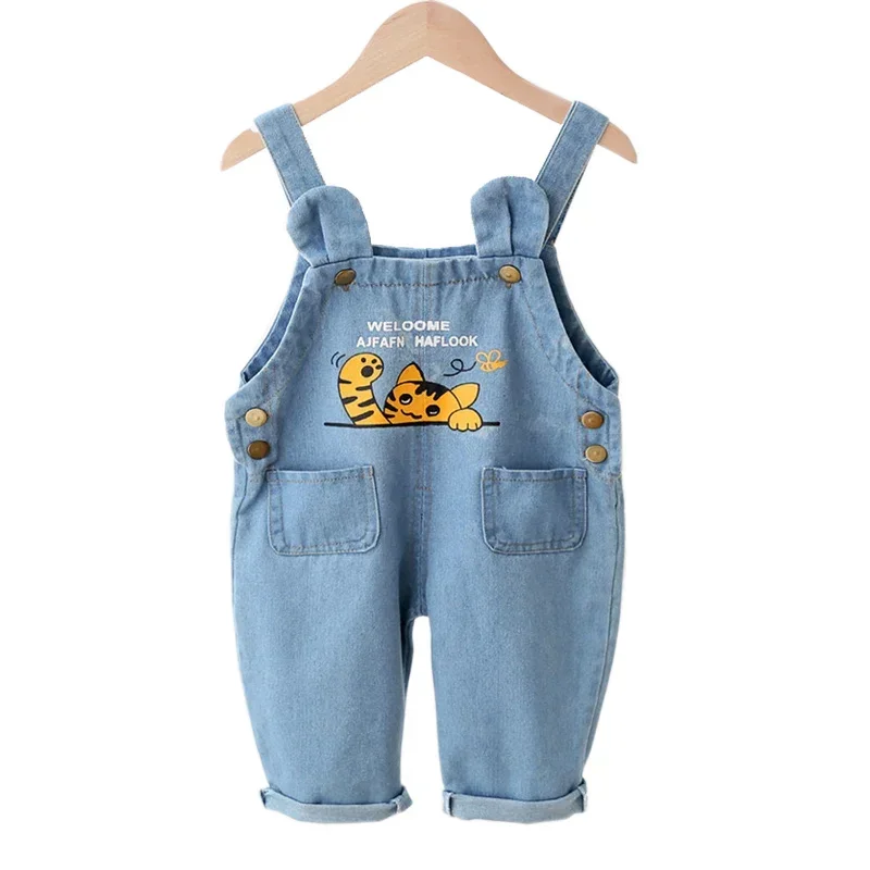 DIIMUU Toddler Clothing Girls Bib Pants Baby Denim Overalls Casual Jeans Dungarees Children Rompers 1-4 Years