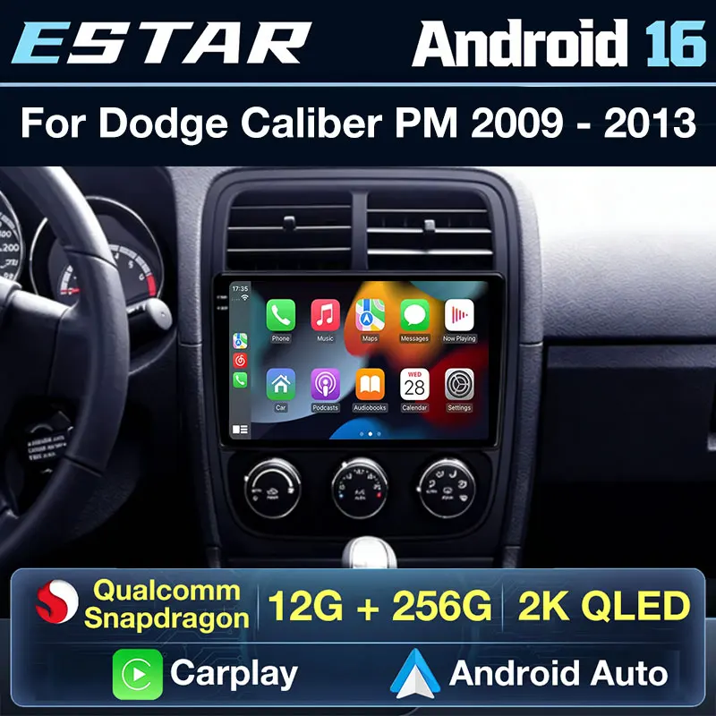 Qualcomm Android 16 Car Radio For Dodge Caliber PM 2009-2013 Wireless Carplay 2din QLED Head Unit Video Player Stereo Multimedia