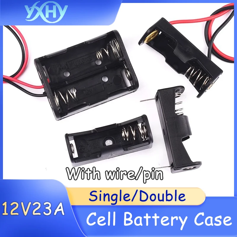 1 قطعة 12 فولت 23A صندوق بطارية واحد/مزدوج خلية جرس الباب سيارة عن بعد حامل بطارية مزدوجة 27A مع سلك/دبوس