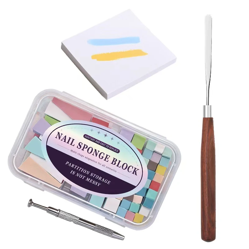 Nail Art Gradient Stamper Sponge + Mixing Palette Paper Pad, Ombre Blending Tool Set, Waterproof Disposable, DIY Manicure Kit