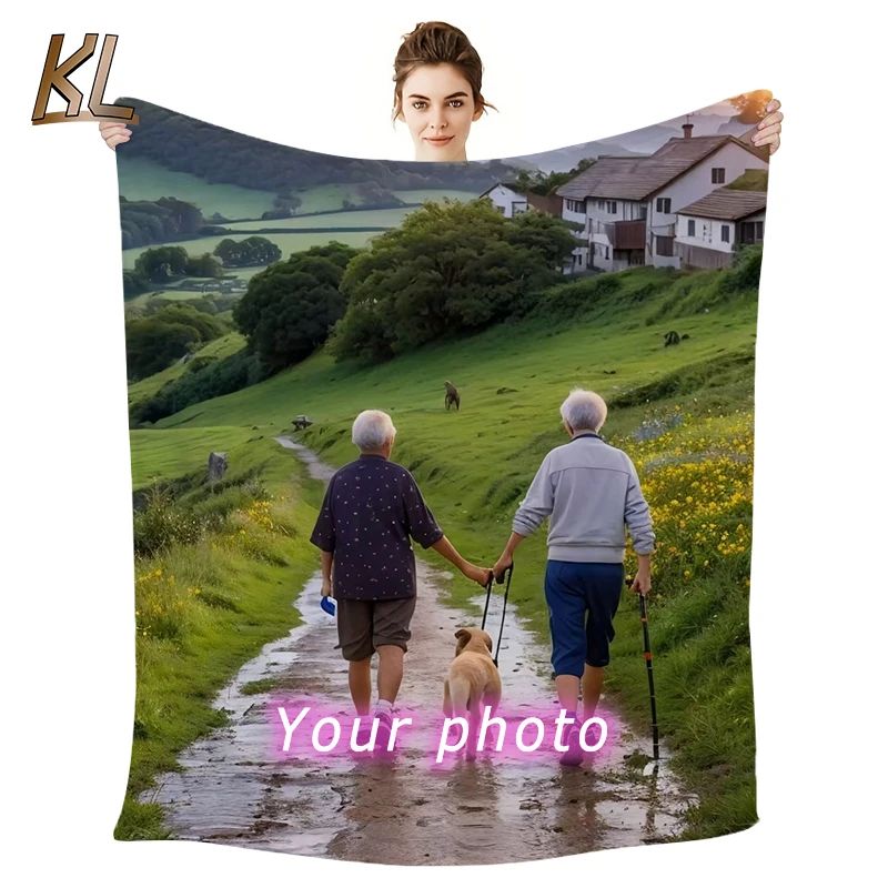 

1pc Custom Blanket With Photo Text, Personalized Blanket Custom Throw Blanket, Custom Gift Blanket For Family, Friends