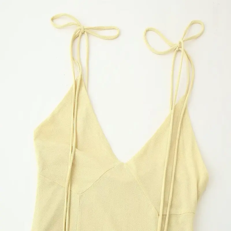 Vestido Midi com Decote em V Faionável para Mulheres Verão Nova Chegada Vento 2025 Vestido Decorativo em Camadas Cintura Na...