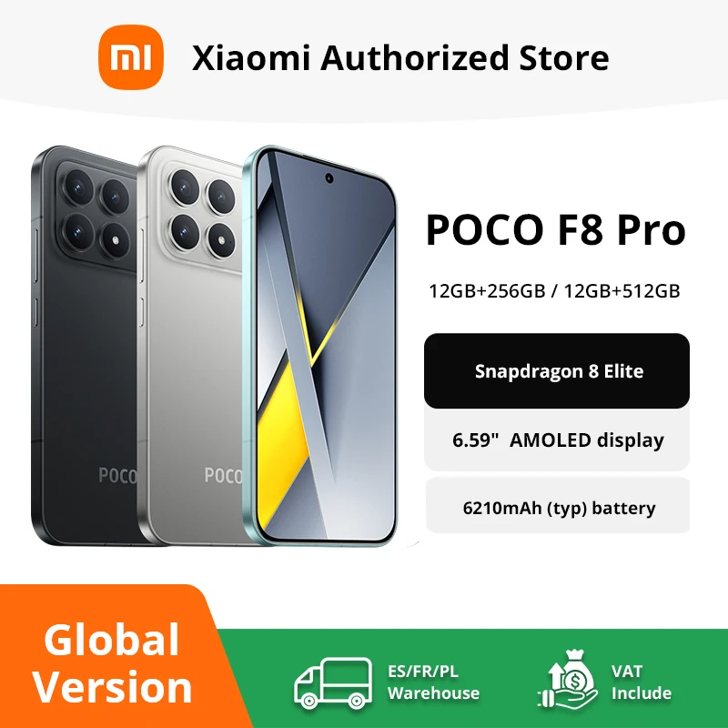 Smartphone POCO F8 Pro 5G Version Globale Snapdragon ®   8 Elite Écran AMOLED HyperRGB 6,59 pouces 120 Hz 6210 mAh NFC