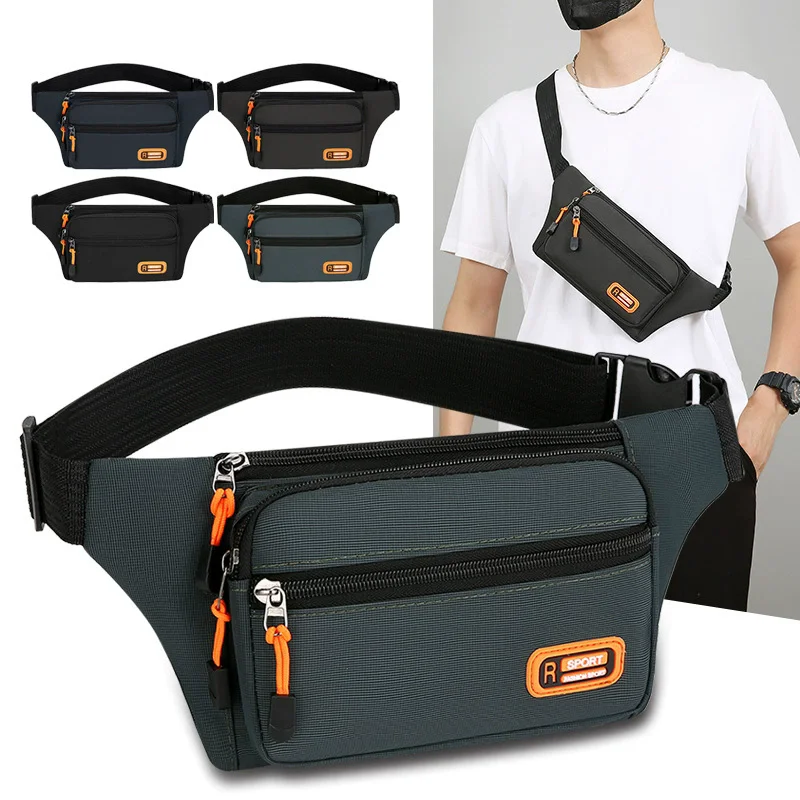 Waterproof Men Waist Bag Fanny Pack Fashion Running Chest Bag Unisex Sling Crossbody Bag Casual Hip Belt Bag Men Waist Packs
