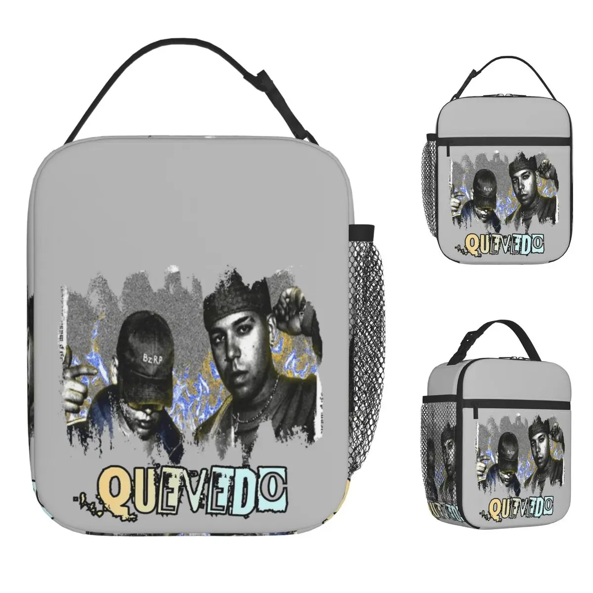 

Рэперская сумка для обеда Quevedo, дорожная коробка для завтрака для женщин, забавная сумка-тоут с графическим рисунком, сумки для еды, Оксфорд, портативная сумка-холодильник