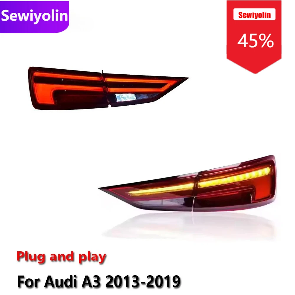 

Car DRL Accessories LED Tail Lights For Audi A3 2013-2019 Red Lens Rear Sequential Signal Lamps Plug And Play DRL Signal