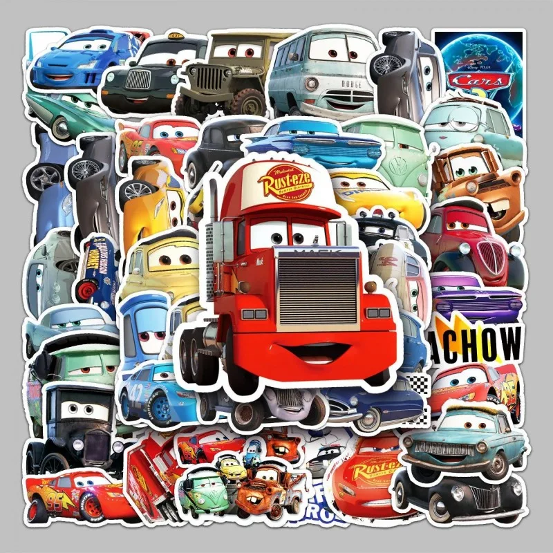 50pcs Disney Cars Lightning McQueen Cartoon Cute Waterproof Graffiti Stickers Creative Personalized DIY Decorative Stickers Toy