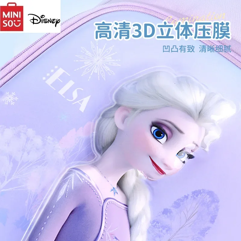 MINISO Disney New 2024 Frozen Princess Elsa Bags 1 To 3 Grade Backpack High-quality Children\'s Burden-reducing Backpacks Gifts