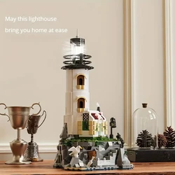 1092PCS Electric Lighthouse Building Blocks Fisherman's Hut Glowing Lighthouse Assembly Bricks Desktop Ornaments DIY Toys Gifts