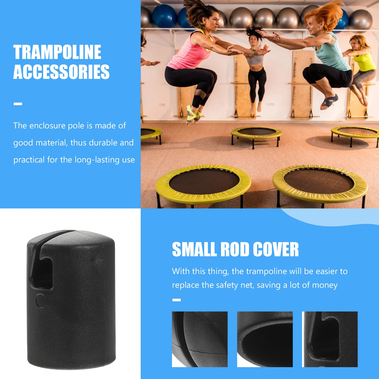 

6Pcs Trampoline Pole Caps ABS Durable Protective Top Covers Easy Installation Safety Net Fixing Trampoline Accessories