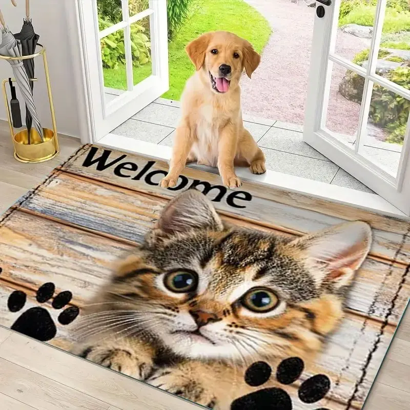 Adorable Kitty Paw Welcome Rug Easy Clean Water Resistant Mat Great Gift For Cat Moms And Cozy Home Entrance Protection