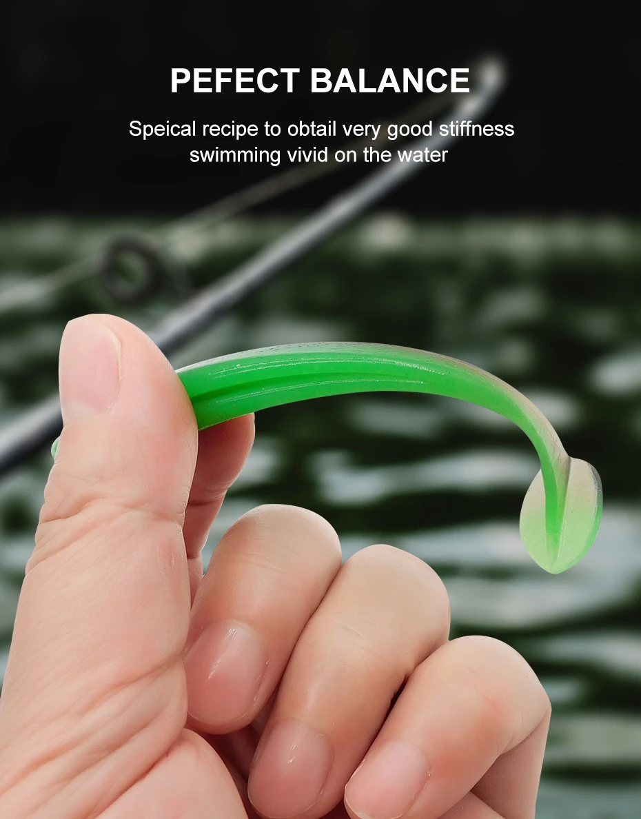 ESFISHING Angelköder ES Easy Shiner 100mm 6 Stück T-Tail Shad Plastikköder Pesca für Hecht Barsch Zander – Detail 4