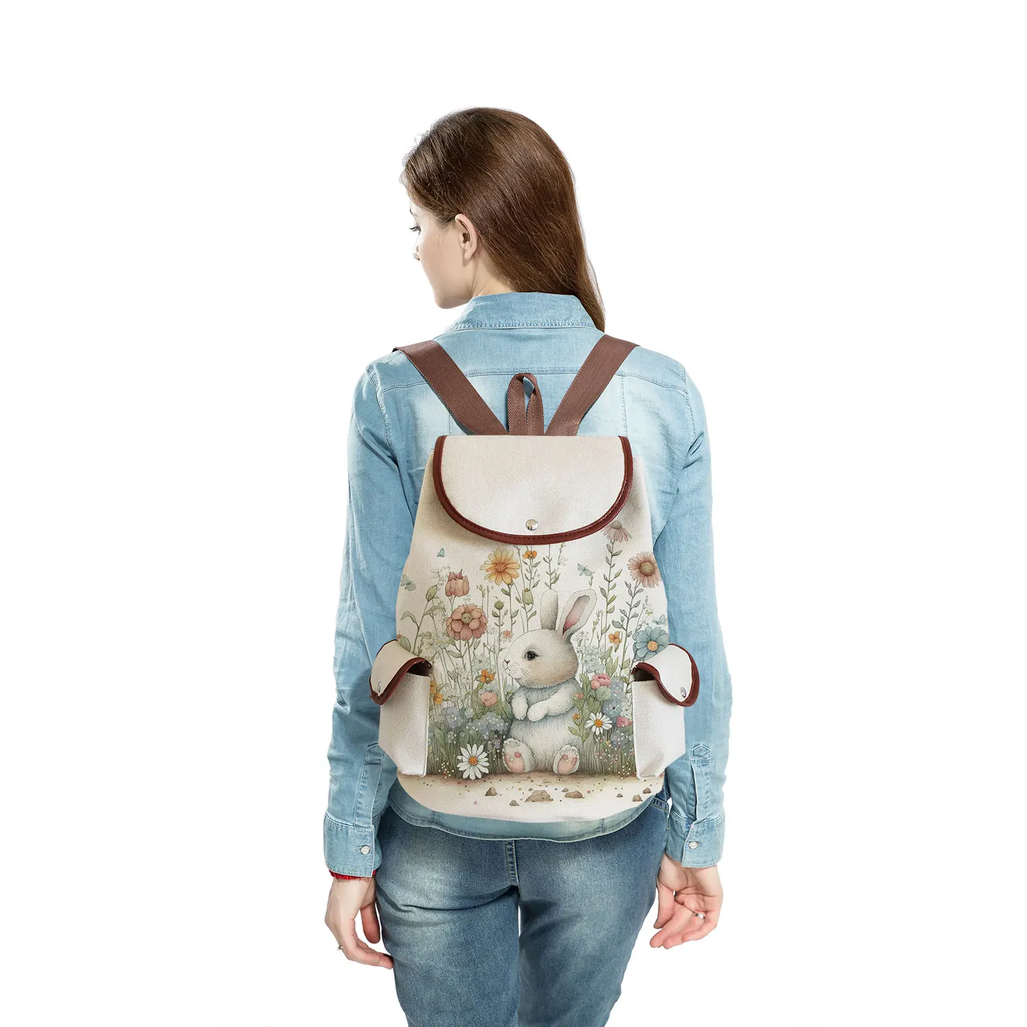 Mochila escolar de gran capacidad para adolescentes, mochila con estampado de animales, búho de dibujos animados, conejo y gato, mochila de viaje al aire libre