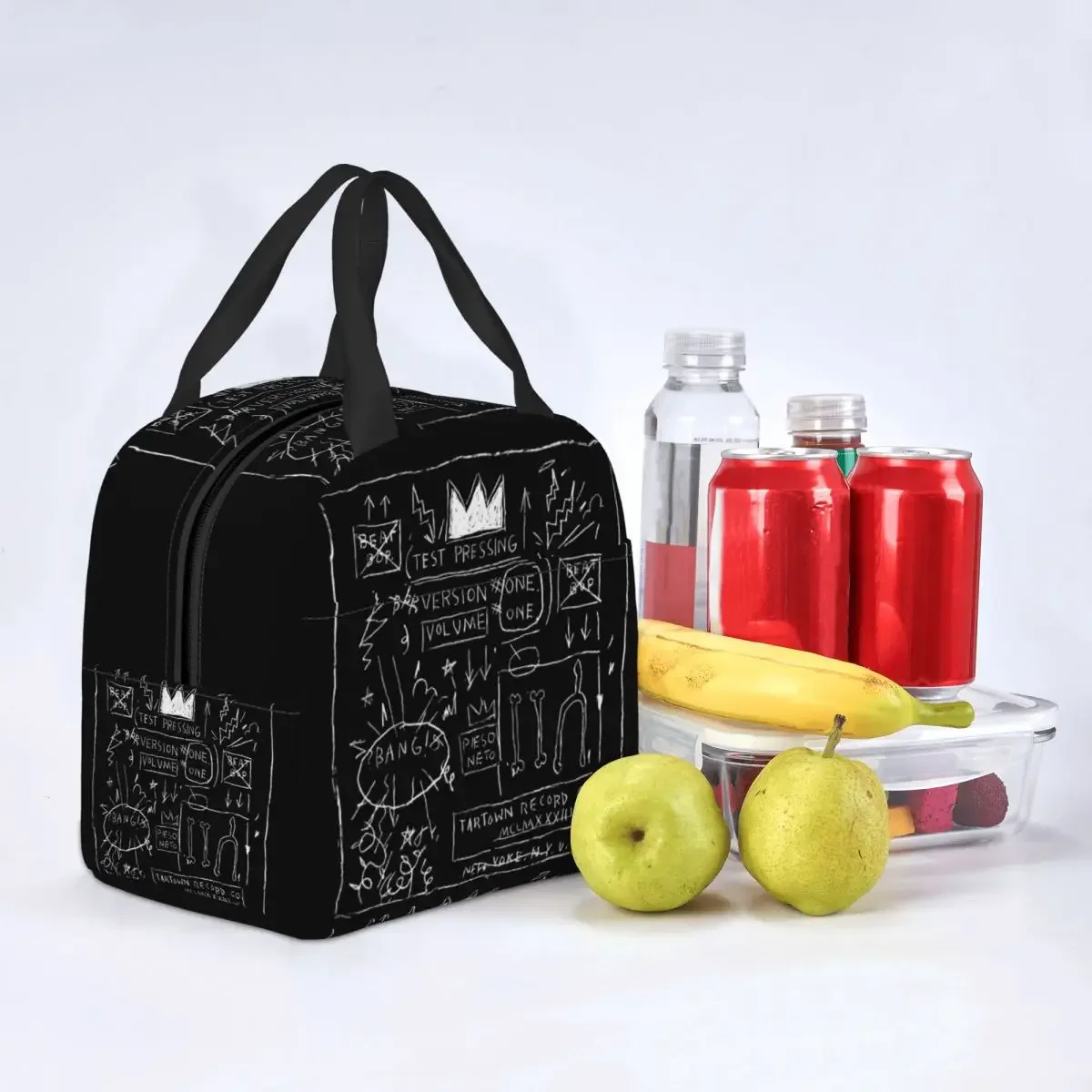 Basquiats Graffiti Art borsa per il pranzo con isolamento termico contenitore per il pranzo riutilizzabile da donna per la conservazione degli