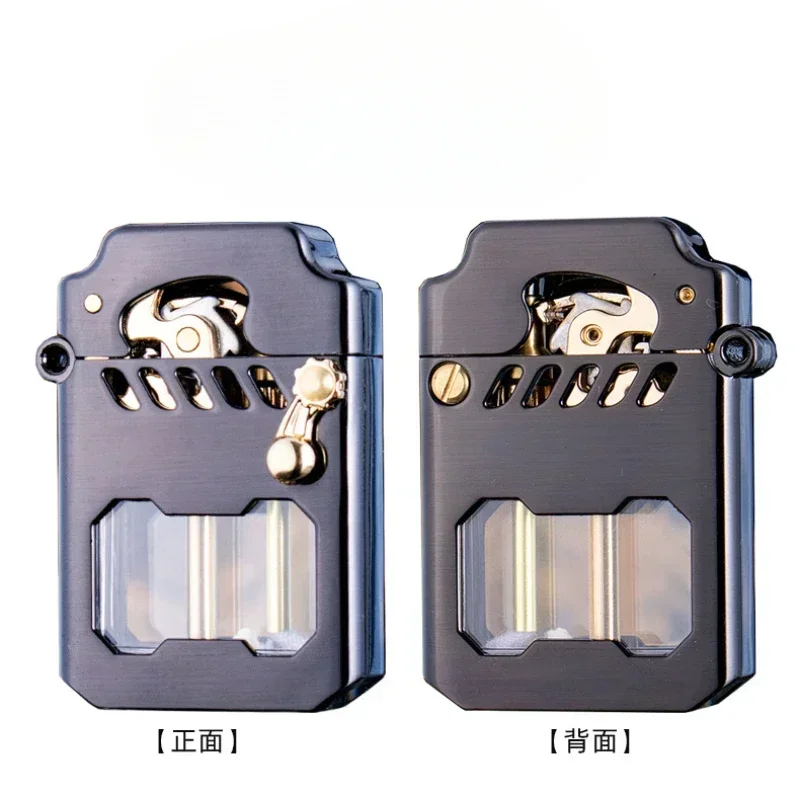 2025 Zorro Mecha Transparent Compartment Semi-automatic Kerosene Lighter High Quality Creative Gift for Boyfriend