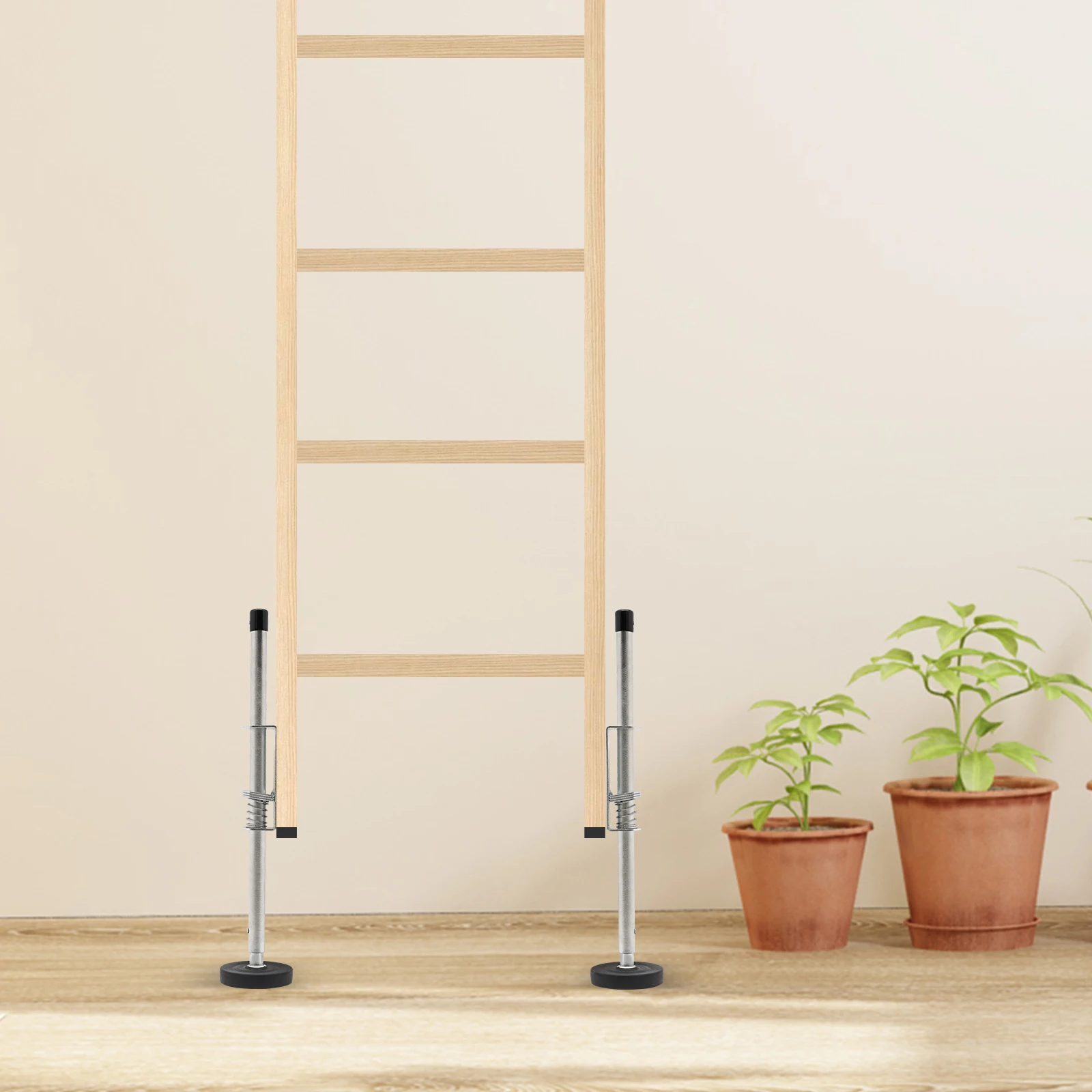 

Pair Ladder Leg Leveler W/ Engraved Anti-Slip Pattern Steel Pole, 20" Extension Ladder Leg Ground Leveler, for All Surfaces