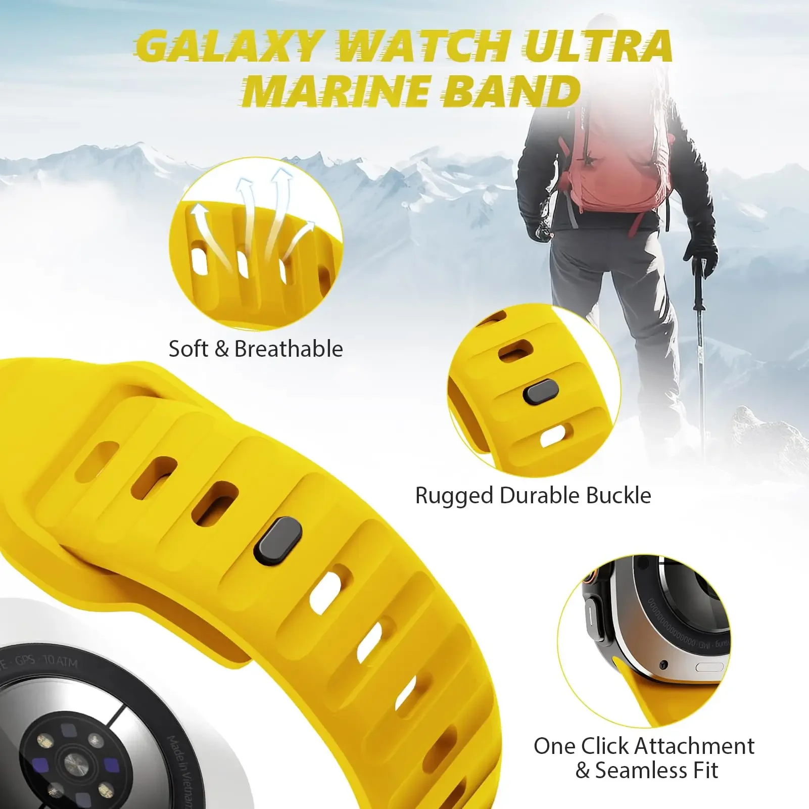 NO Gaps Band For Samsung Galaxy Watch Ultra 47mm Sports Silicone Strap Bracelet Watchband Accessories For Galaxy Watch Ultra