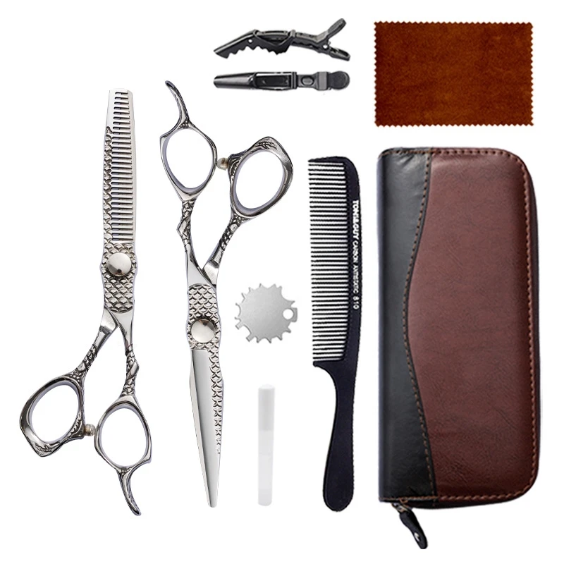 

Профессиональные парикмахерские ножницы 6 дюймов из нержавеющей стали 9CR, набор для стрижки и филировки волос