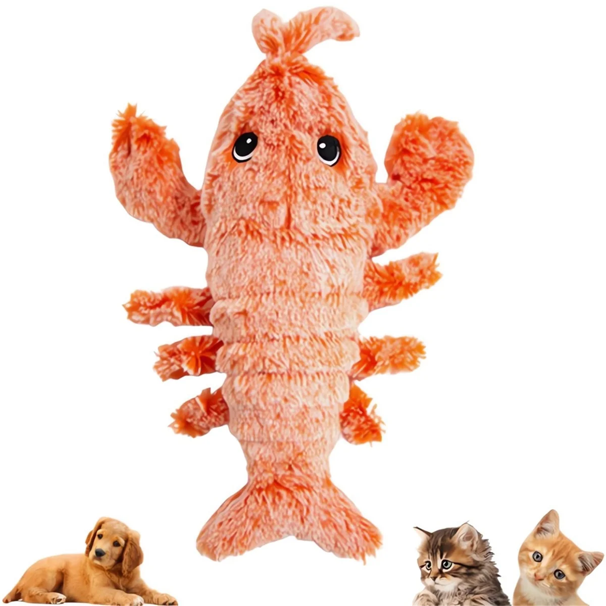 Floppy Lobster Dog Toys Plush Jumping Lobster Interactive Toy Motion Activated Moving Pet Toy, Plush Pet Chew Toy,B