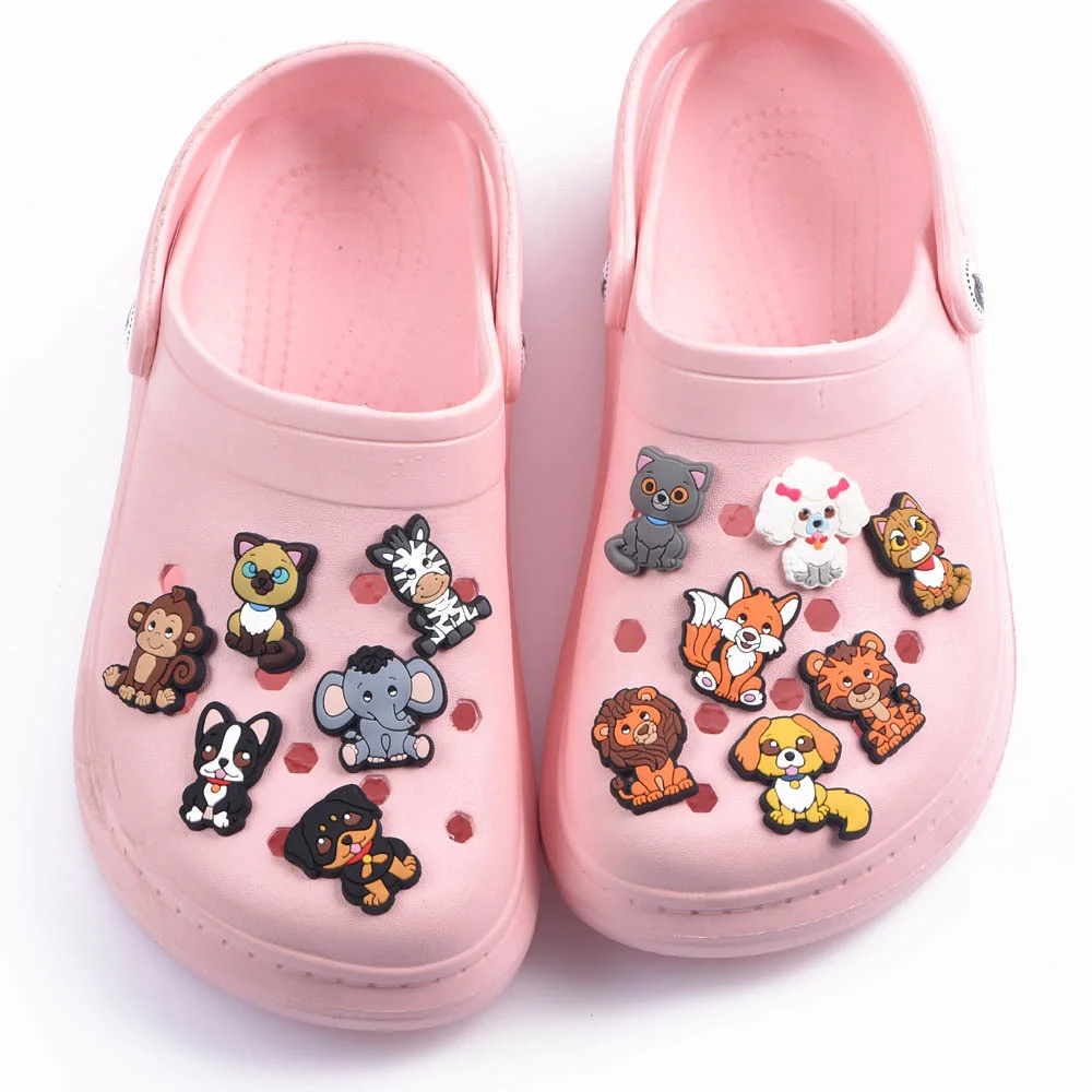 

Lovely Animal Zoo Cat Dog Elephant Shoes Charm Cute DIY Lion Clog Charms Kid's Toys Apple Flower Shoes Decoration Birthday Gifts