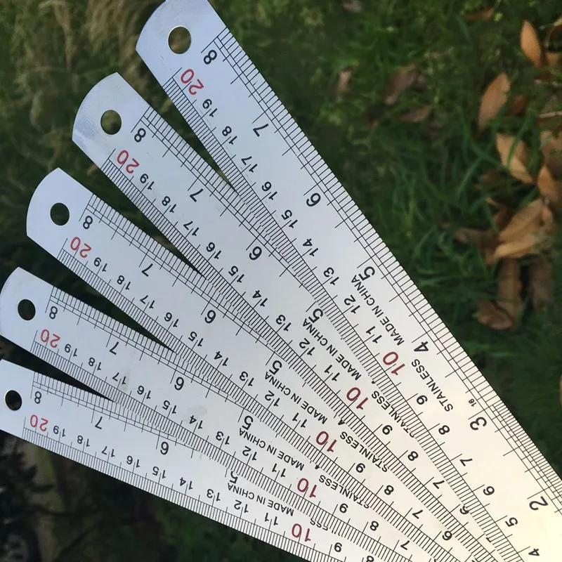 

20cm CM Intch Double Scale Metal Stainless Steel Straight Ruler Student Drawing Measuring Tool School Office Supply Stationery