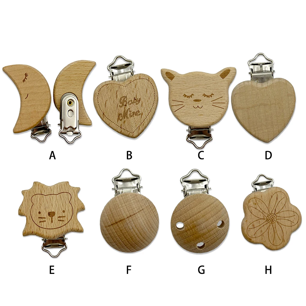 Infant Wood Pacifiers Anti-lost Chain Clip Soother Nipple Clips Clasp