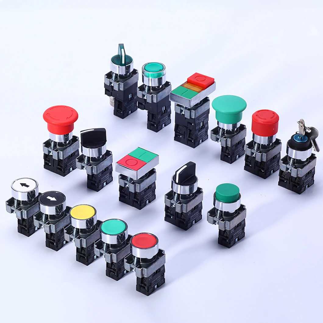 ABILKEEN 22MM XB2 Metal Push Button Switch AC220V10A Power Emergency Stop Switch 1NO/1NC/2NC/1NO1NC Power Conrtol Rotary Switch
