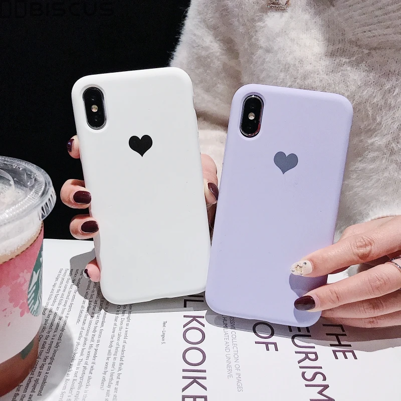 Candy Color Love Heart Case for iPhone 11 Pro 14 13 12 Mini XR XS X Xs Max Cover for iPhone 8 7 Plus Soft TPU Silicone Case