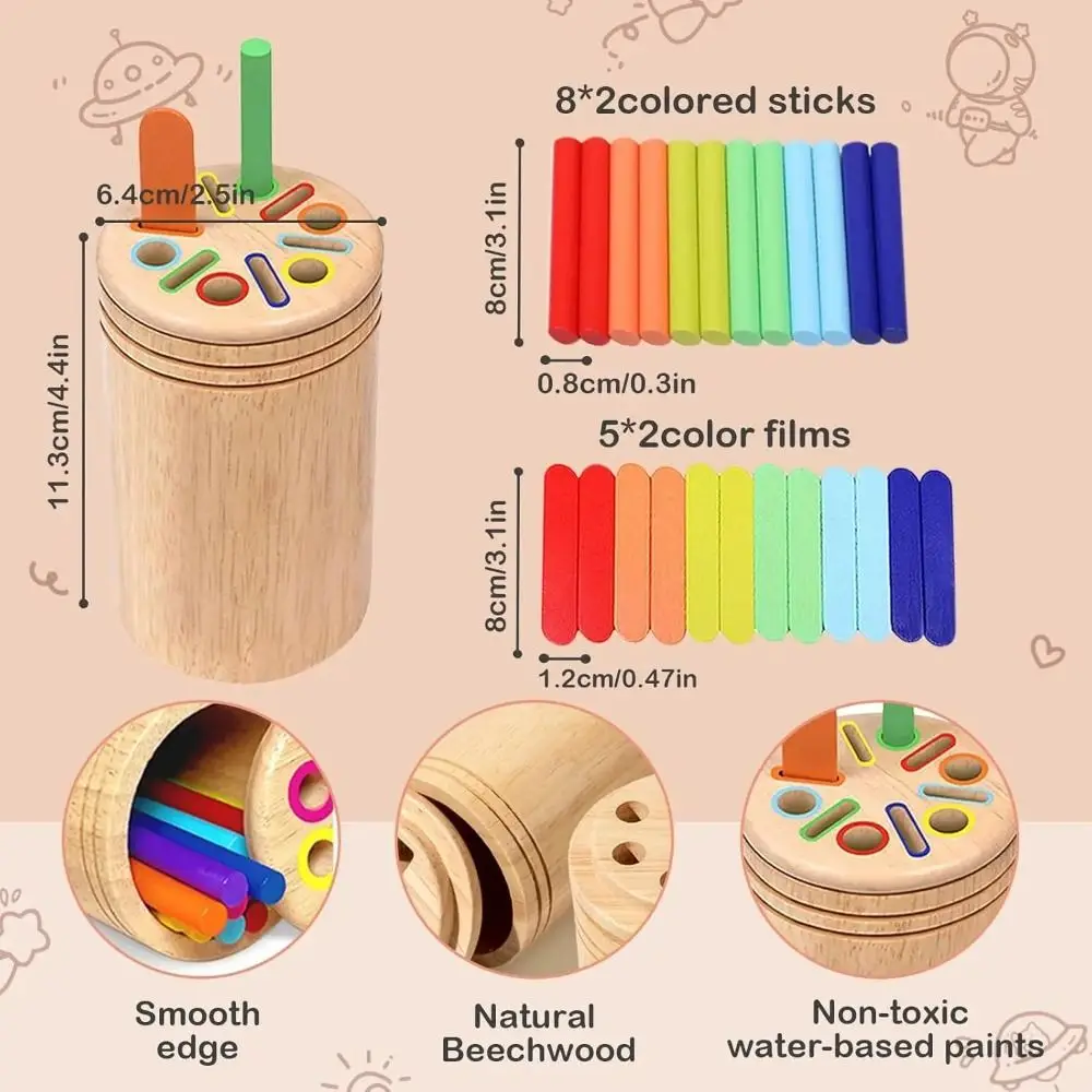 Neues Lernspielzeug aus Holzmaterial, pädagogisches Entwicklungs-Farbsortierspielzeug, Spielzeug zum Sortieren von Feinmotorik, 1–3 Jahre alt