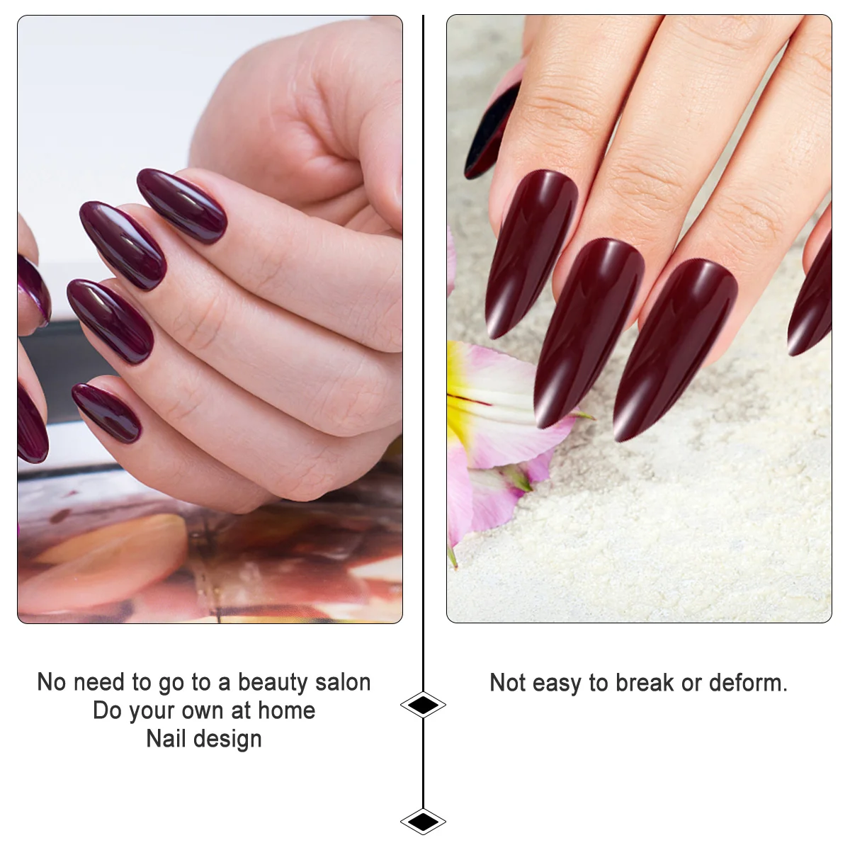 

72pcs False Nails Long Pointed ABS Material Easy Apply Safe Durable Women Fake Nail Art Party Halloween Events