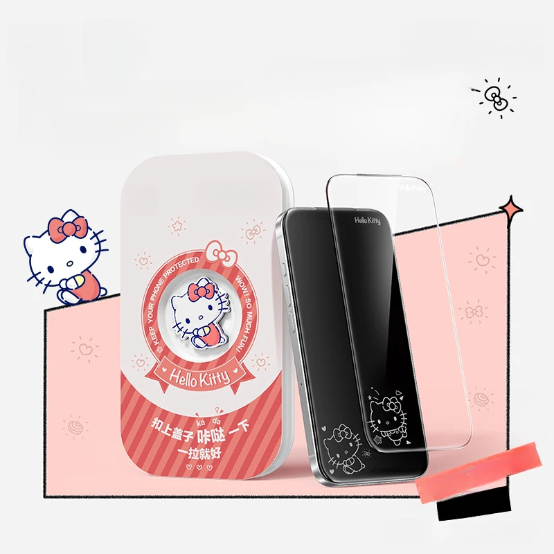 Kawaii Cartoon Cinnamoroll Onzichtbare Schermbeschermer voor iPhone 17 Air 16e 15 14 13 Pro Max Kt Kat Gehard Glas Volledige Bescherming
