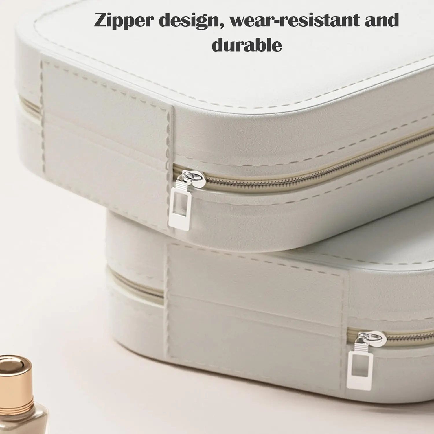 LED Three-Color Adjustable Makeup , Tri-Color Adjustable Vanity  with Jewelry Box, Rechargeable Lighted Compact Travel Makeup  (