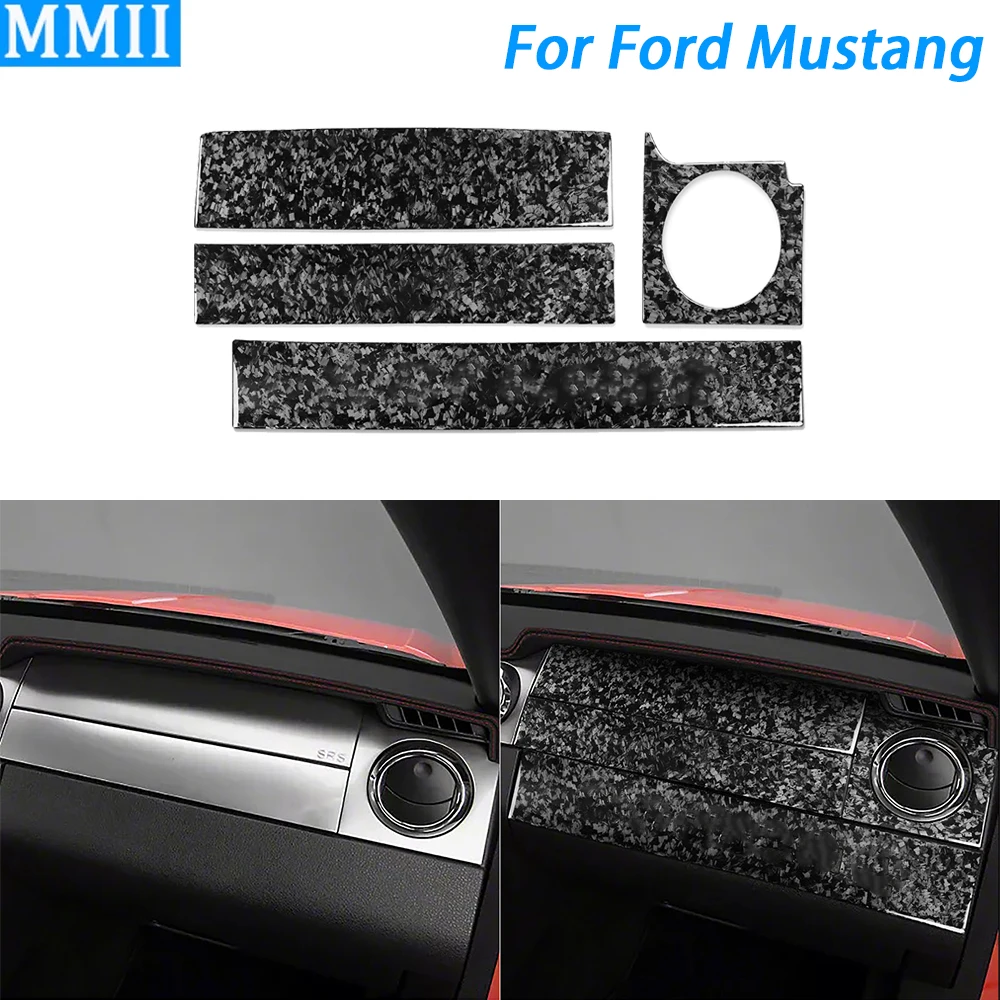 For Ford Mustang 2005-2009 Forged Carbon Fiber Co-pilot Dashboard Panel Set Cover Car Interior Decoration Accessories Sticker