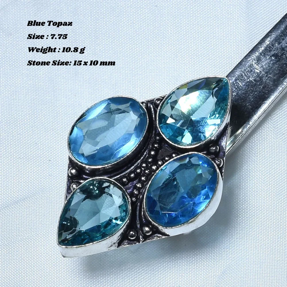 Solar Moonstone Labradorite Blue Topaz Coral Turquoise Peridot Amethyst  Ring