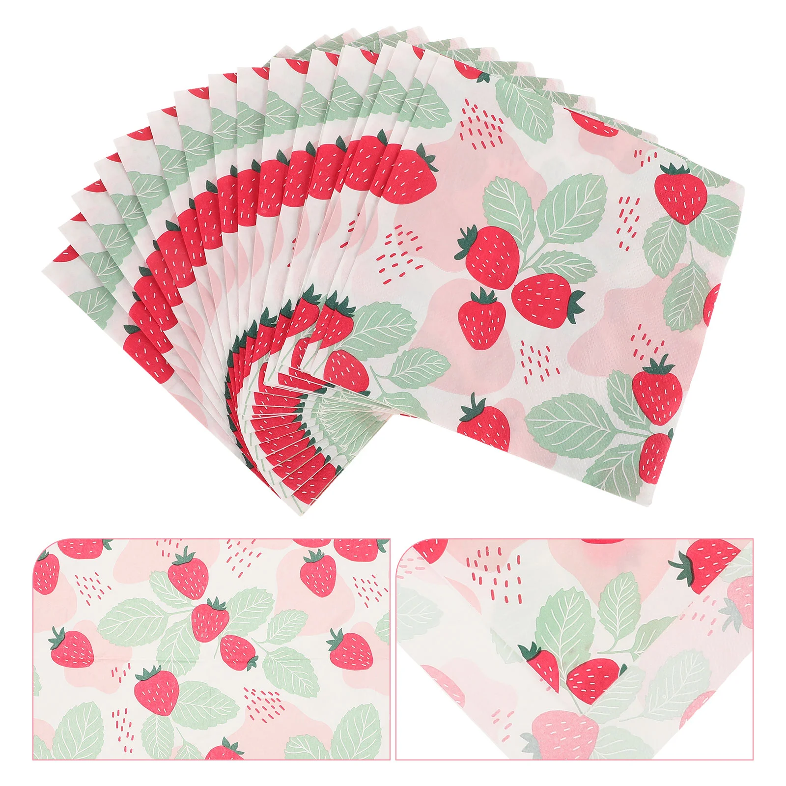 Servilletas de papel desechables con estampado de fresas, suministros de fiesta para banquete, uso diario, 20 hojas