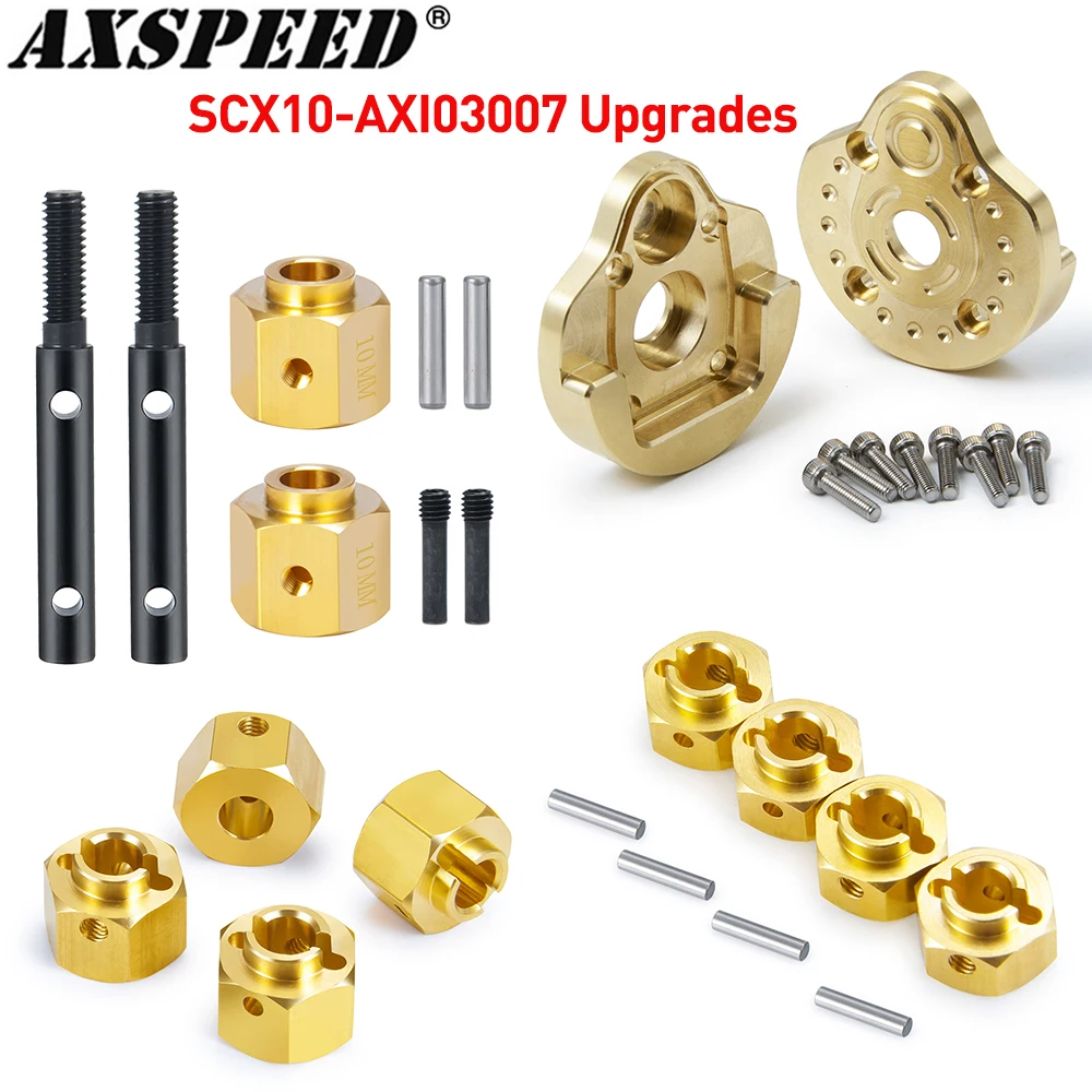 AXSPEED Wheel Hex Adapter Brass Axle Counterweight Portal Stub Axle Drive Shaft for 1/10 Axial SCX10 III AXI03007 Upgrade Parts