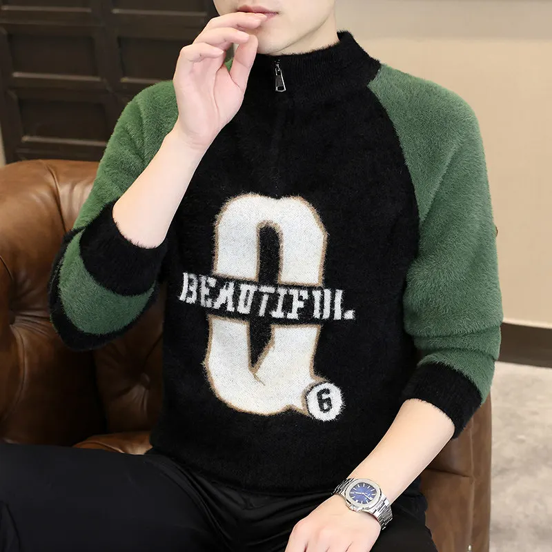 في سن المراهقة Faion f البريدي سترة محبوكة عادية طويلة Sve الرجال irt الخريف الشتاء جديد Sle اللون بلو تريكو للشباب #1