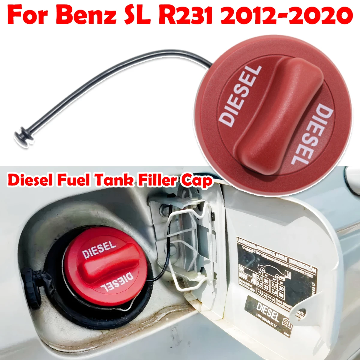 

1pc A2224700205 Automotive Diesel Fuel Tank Filler Cap with rope Cover For Benz SL R231 2012 2013-2020 SL350 SL400 SL500 SL63AMG