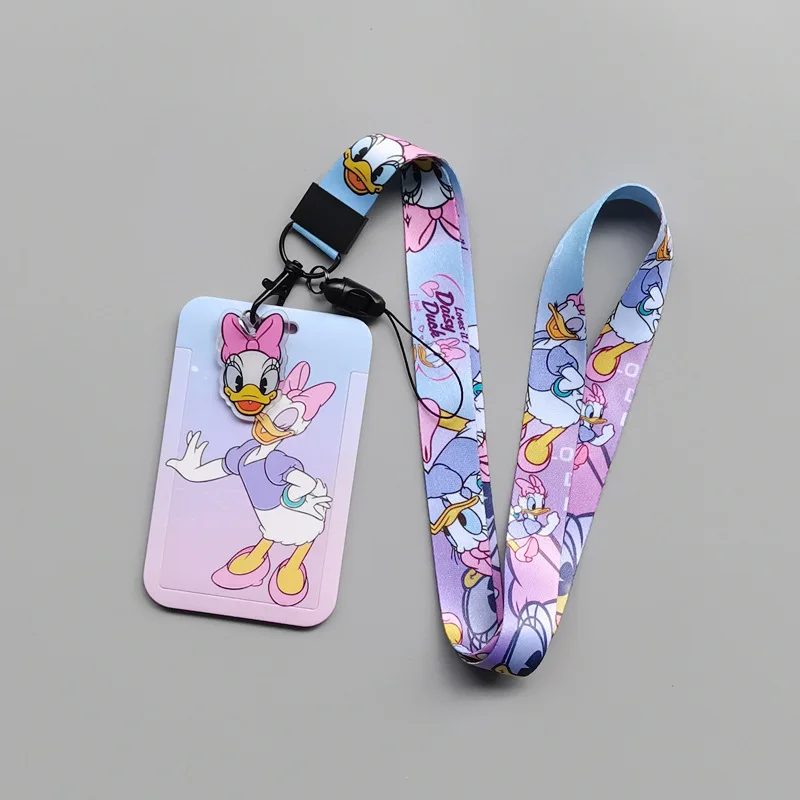 Kawaii Disney Donald Duck Card Holder Anime Student Campus Card Set Hanging Rope Work Card Meal Card Cute Girl Gift