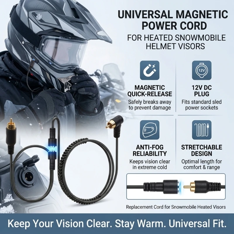 P9FD Waterproof Helmet Heating RCAs Cable Delivers Rapid Heat To Combat Extremely Cold