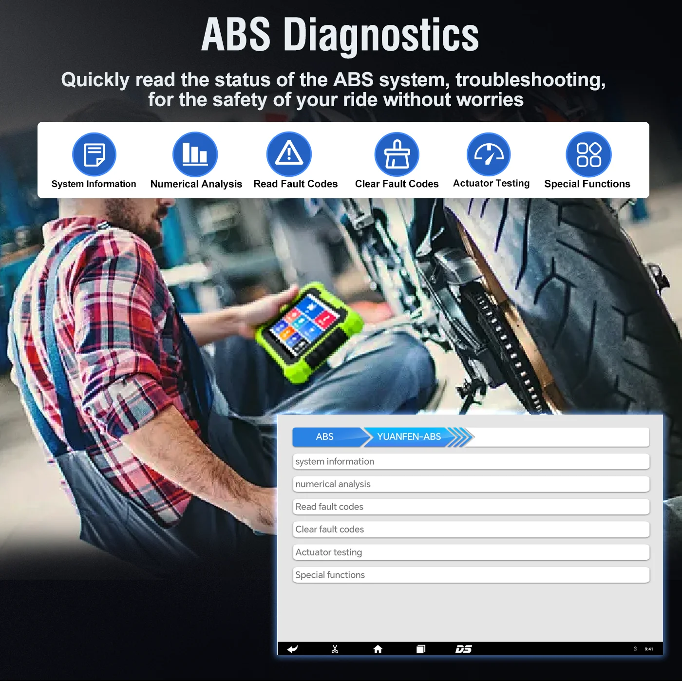 M400 Motorcycle Diagnostic Scanner ABS Testing ECU Programming and Remapping Diagnostic Tool for All Motorcycle