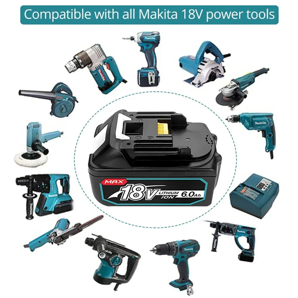 Makita-Paquete de batería de iones de litio para Taladro Inalámbrico, pila de repuesto de 18v, 6ah, 8ah, BL1890, BL1860, BL1850, BL1840, BL1830