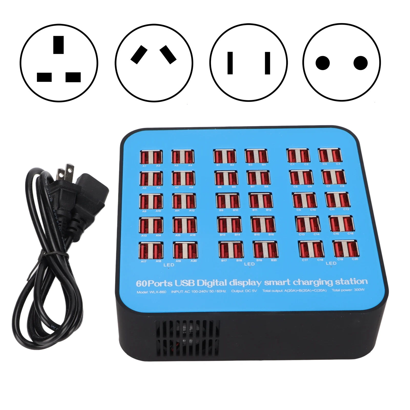 300 W 60 Port USB Schnellladestation Reise Desktop USB Rapid Multi Ports Ladestation Desktop USB