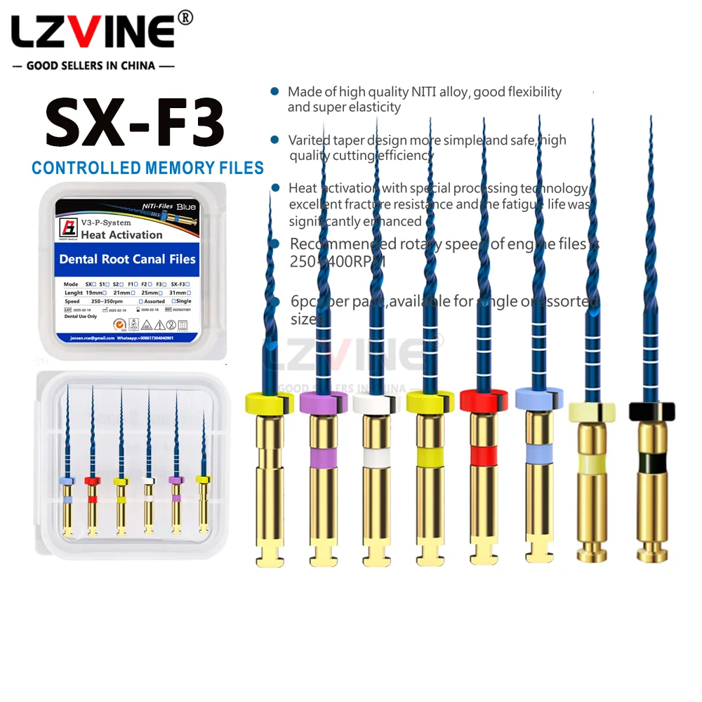 Dental Root Canal File Heat-Activated Rotary Nitinol Tooth Blue Files 25mm Thermally Activated Nickel-Titanium odontologia SX-F3
