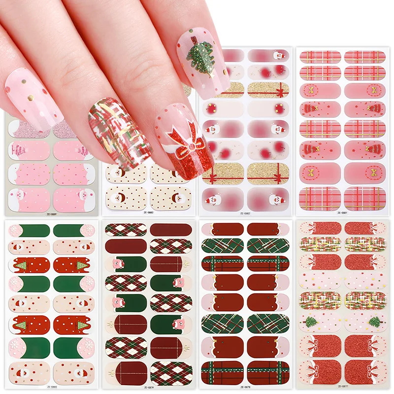

16Tips Christmas Nail Stickers Snowflake Santa Claus Full Cover Nail Wraps Decals DIY Festival Party Beauty Nail Decorations