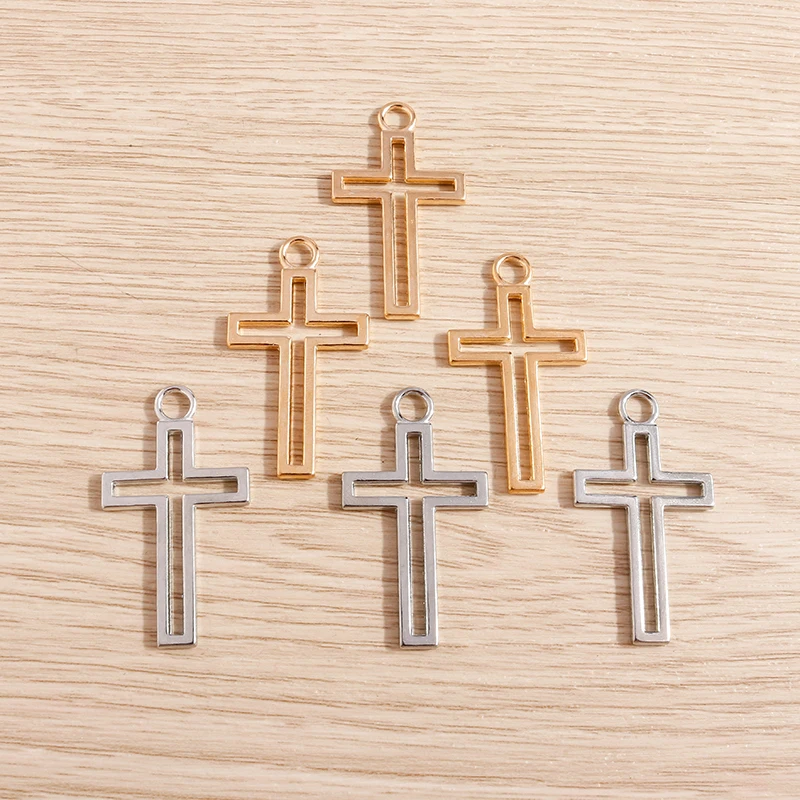 Tusember 10 Stück 38 x 21 mm hohle Kreuz-Anhänger aus legiertem Metall für DIY-Ohrringe, Halsketten, DIY-Schmuckherstellung, handgefertigte Herstellung – Detail 6