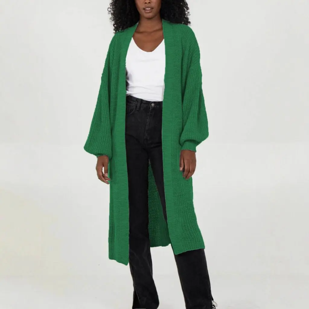 

Women's Long Sleeve Knitted Cardigan Coat With Pockets Loose Fit Pure Color Autumn Winter Outerwear Plus Size