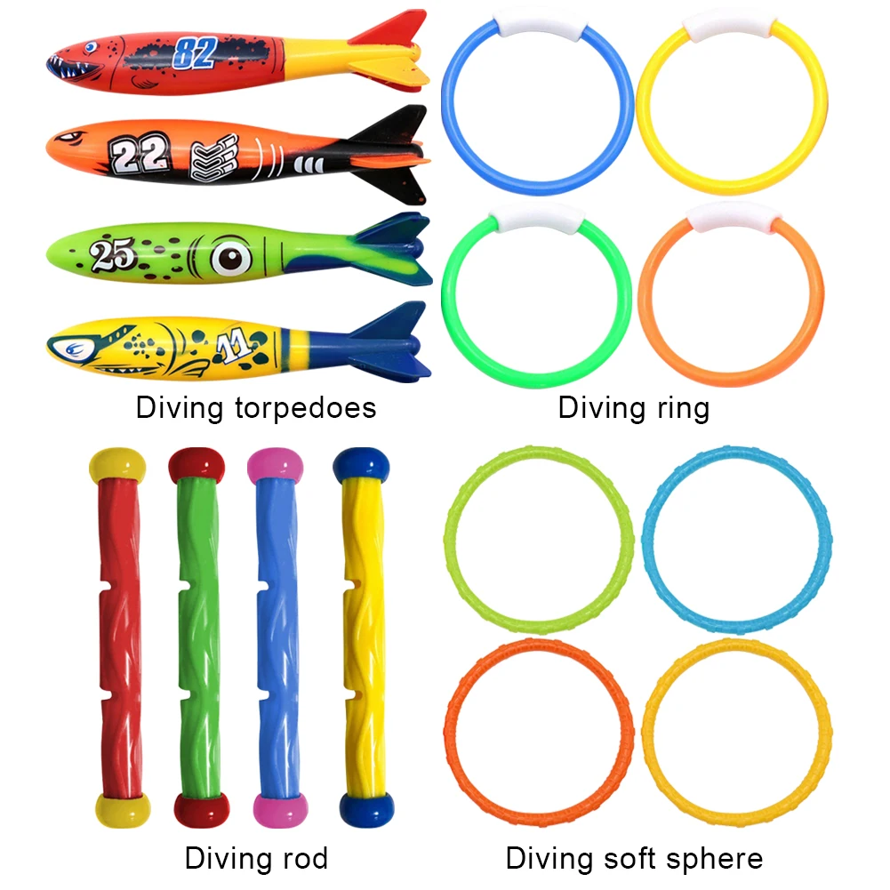 4 Uds juegos de piscina hundimiento Multicolor buceo submarino lanzamiento creativo buceo agua accesorios de piscina