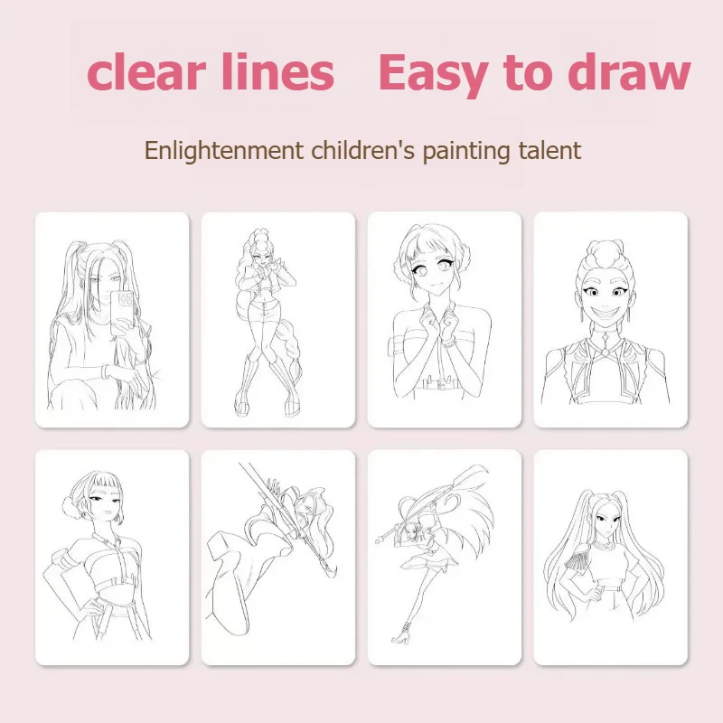 أطفال أنيمي شيطان هنتر تلوين كتاب Kpop خربش رسم رسم هدية خط الفن كتاب صور للأطفال